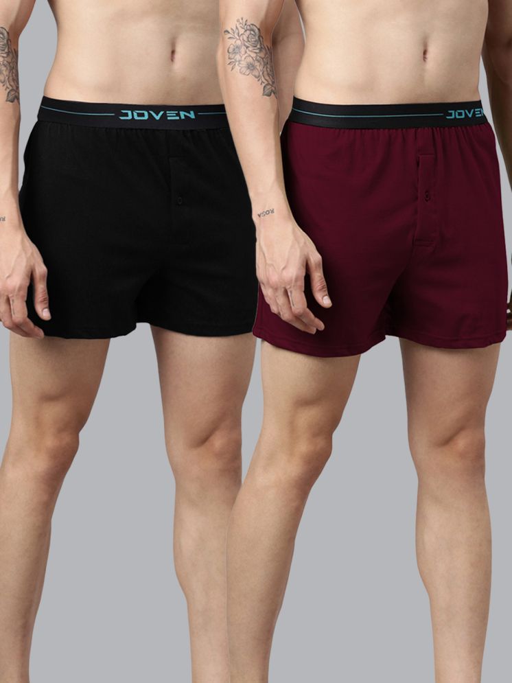     			Joven Pack of 2 Cotton Men's Boxer- ( Maroon ) Boxer Shorts