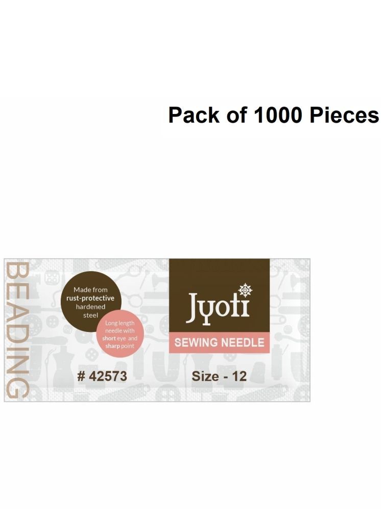     			Jyoti Beading Hand Sewing Needles, Long Length with Short Eyes & Sharp Point, Cloth Stitching Thread, Quilting, Embroidery, Used for Stringing, Beads, Sequins on Fabric, 42573 (Size 12) - 1000 Pcs