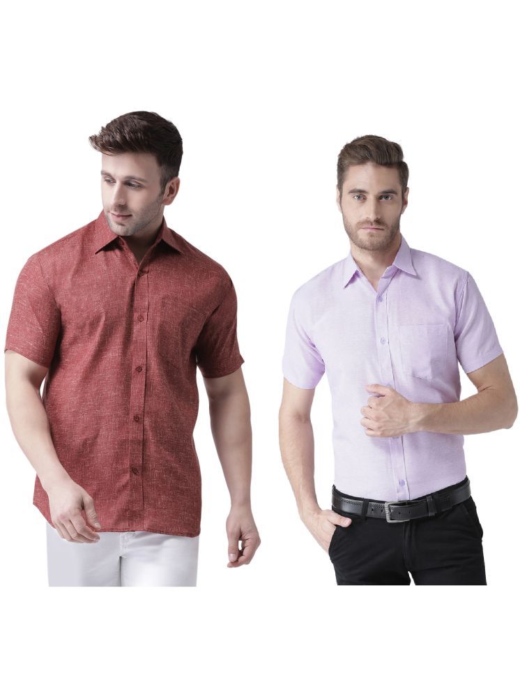     			KLOSET By RIAG Cotton Blend Regular Fit Solids Half Sleeves Men's Casual Shirt - Lavender ( Pack of 2 )