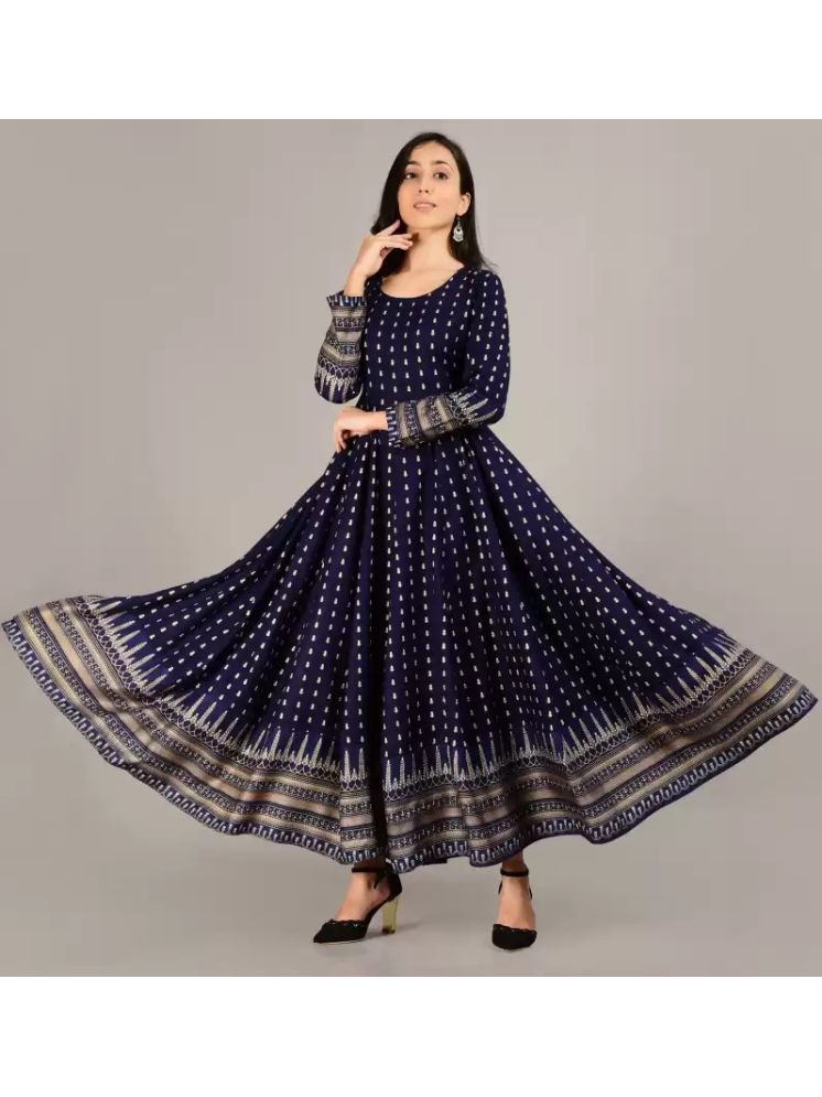     			NUPITAL Rayon Printed Anarkali Women's Kurti - Navy ( Pack of 1 )