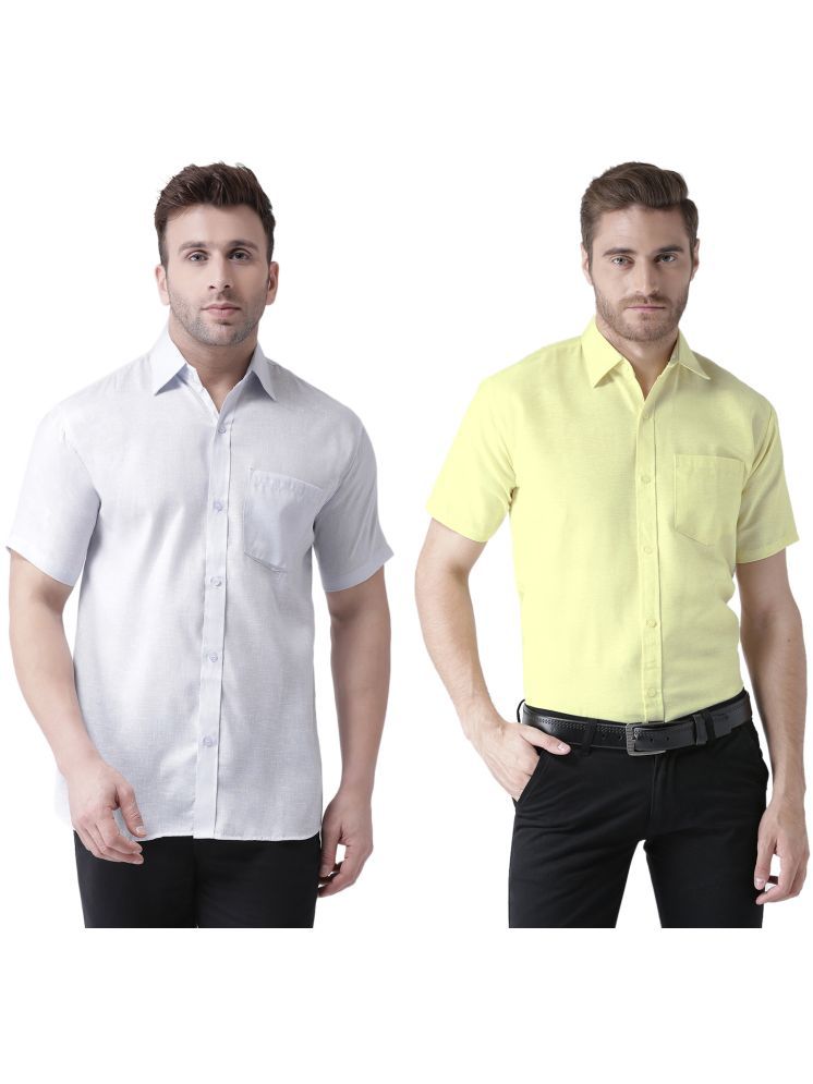     			RIAG Cotton Blend Regular Fit Solids Half Sleeves Men's Casual Shirt - Yellow ( Pack of 2 )