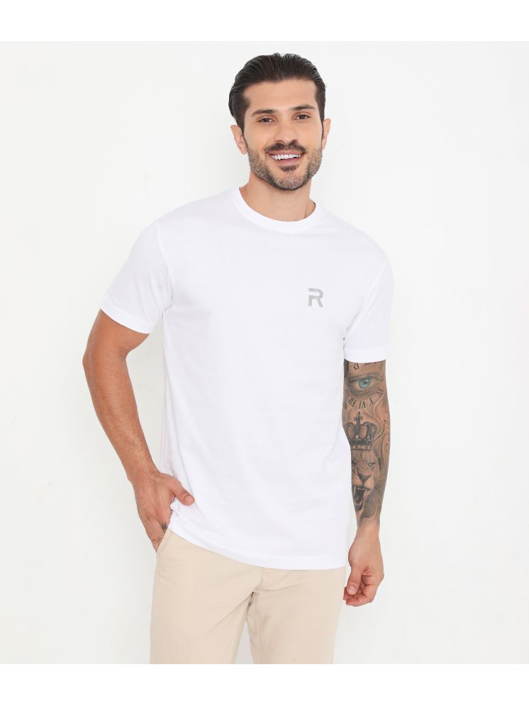     			Rivolta 100% Cotton Regular Fit Solid Half Sleeves Men's Round T-Shirt - White ( Pack of 1 )