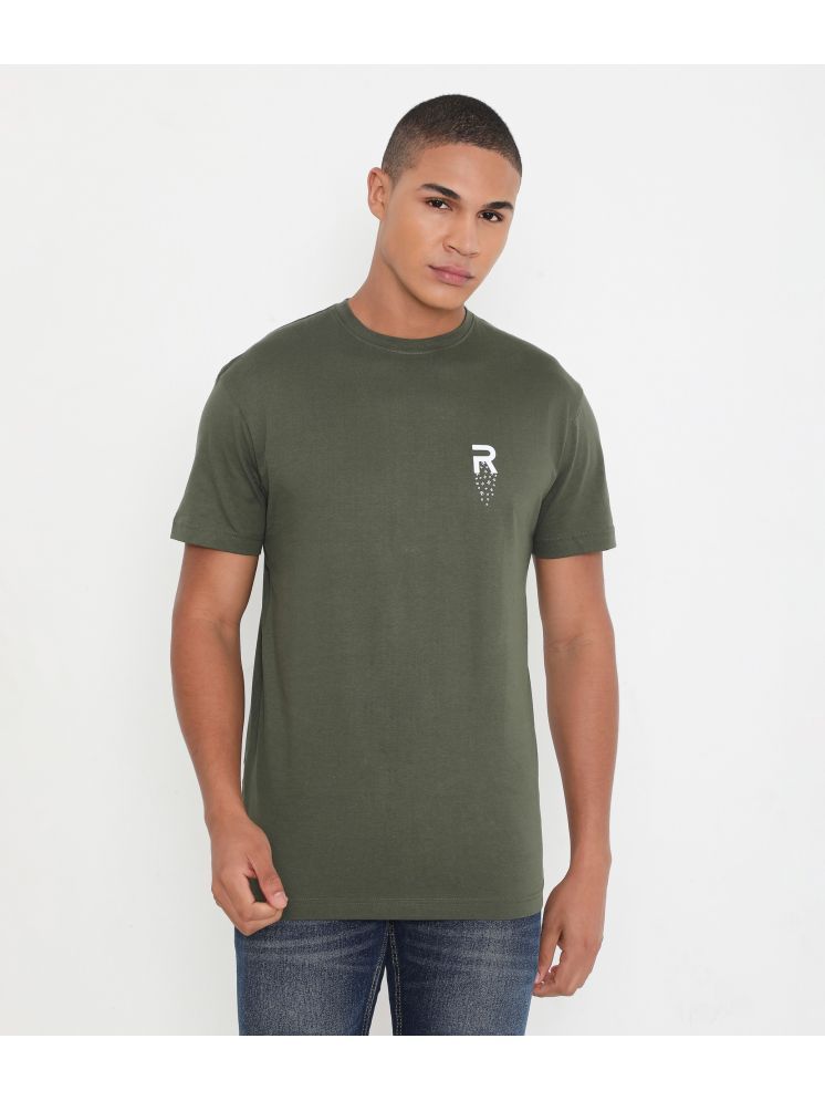     			Rivolta 100% Cotton Regular Fit Solid Half Sleeves Men's Round T-Shirt - Green ( Pack of 1 )