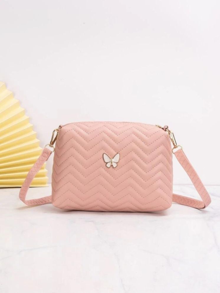     			TCRAZY Pink PU Sling Bag