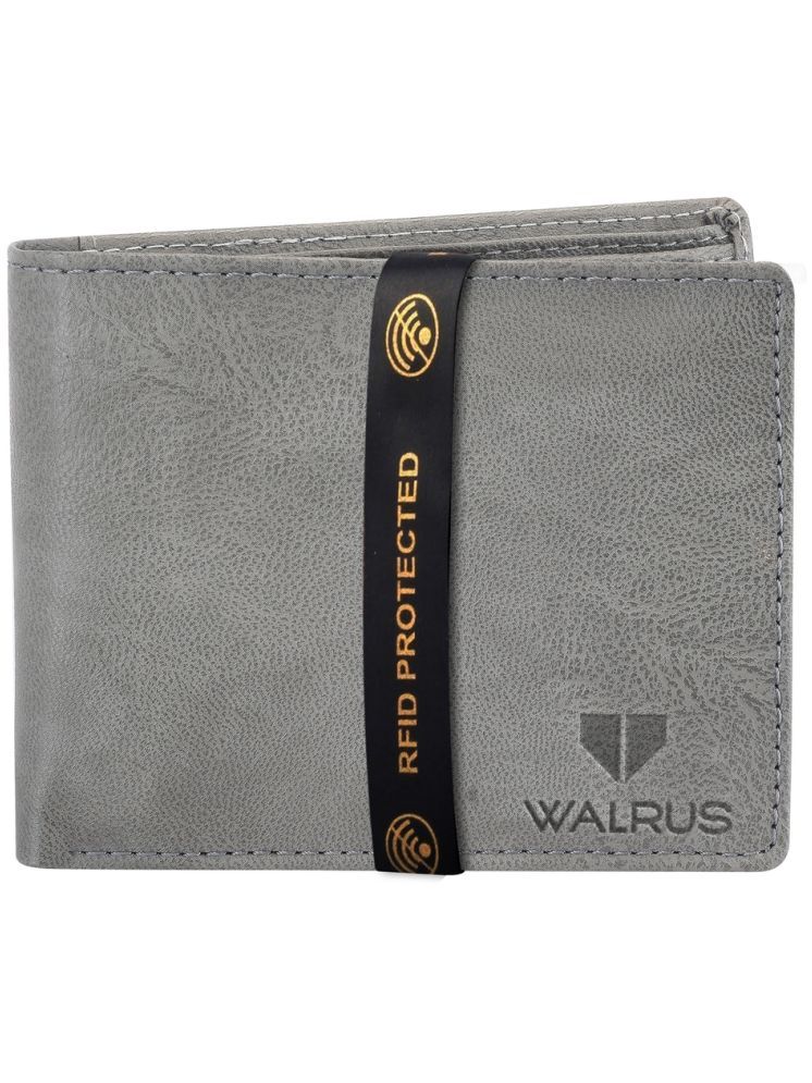     			Walrus Light Grey Faux Leather Men's RFID Wallet ( Pack of 1 )