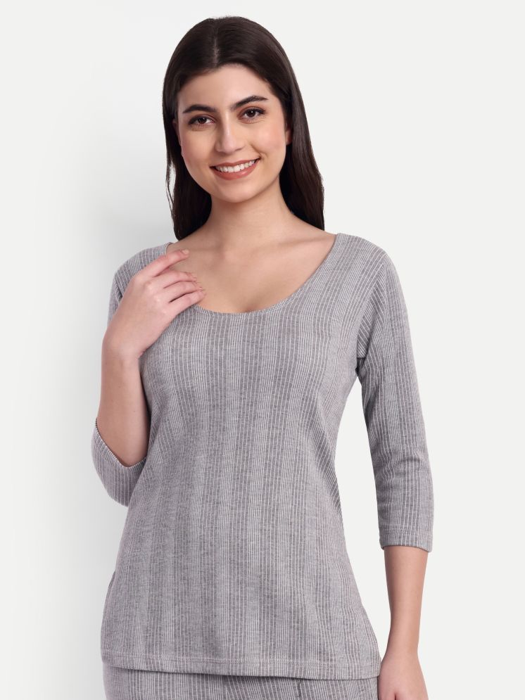     			Zeffit Cotton Blend Thermal Tops - Grey Pack of 1