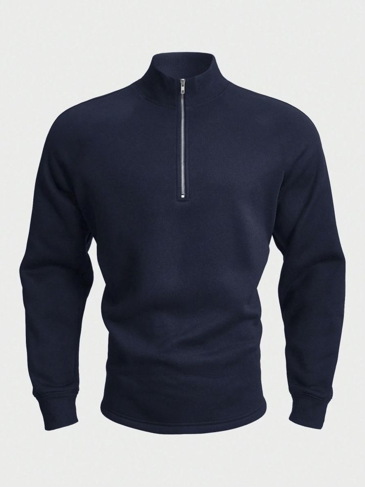     			fashion and youth Fleece High Neck Men's Sweatshirt - Navy Blue ( Pack of 1 )