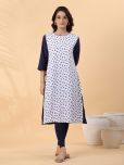 Janasya Crepe Printed Straight Women's Kurti - White ( Pack of 1 )