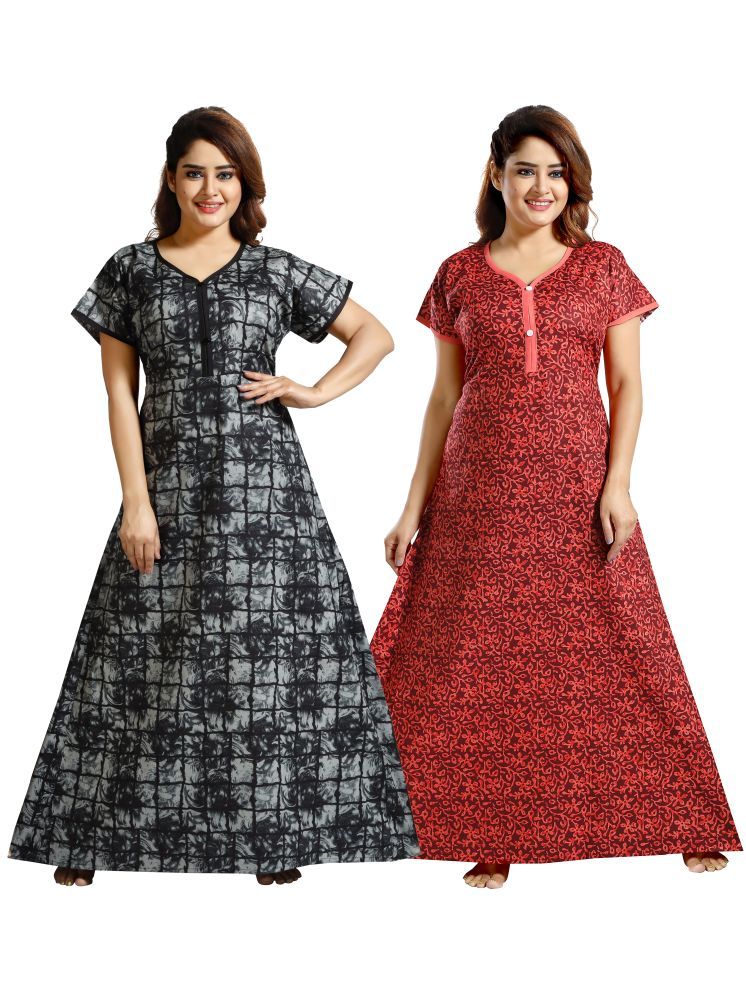     			Cinco Multi Color Cotton Blend Women's Nightwear Nighty & Night Gowns ( Pack of 2 )