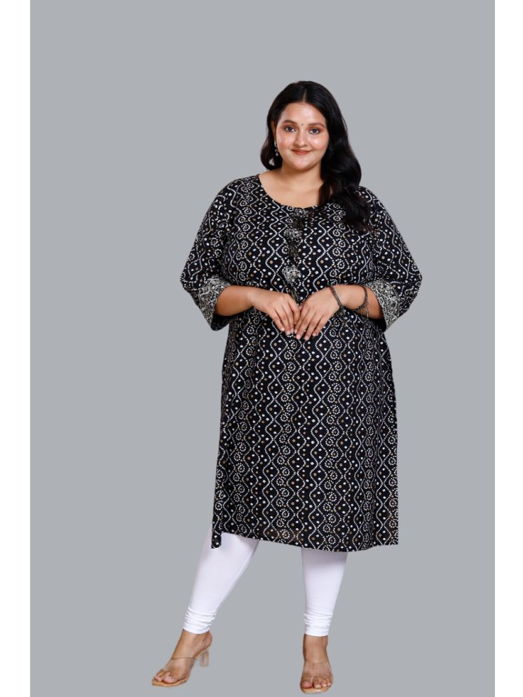     			Doriyaan Rayon Printed Straight Women's Kurti - Black ( Pack of 1 )