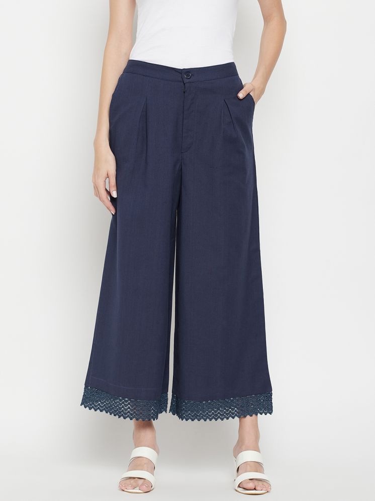     			FASHJONS 360 Navy Cotton Flared Women's Palazzos ( Pack of 1 )