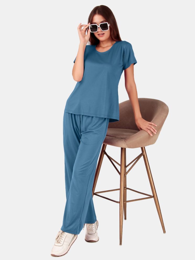     			Fasense Lifestyle Pvt Ltd Teal Modal Women's Nightwear Nightsuit Sets ( Pack of 1 )