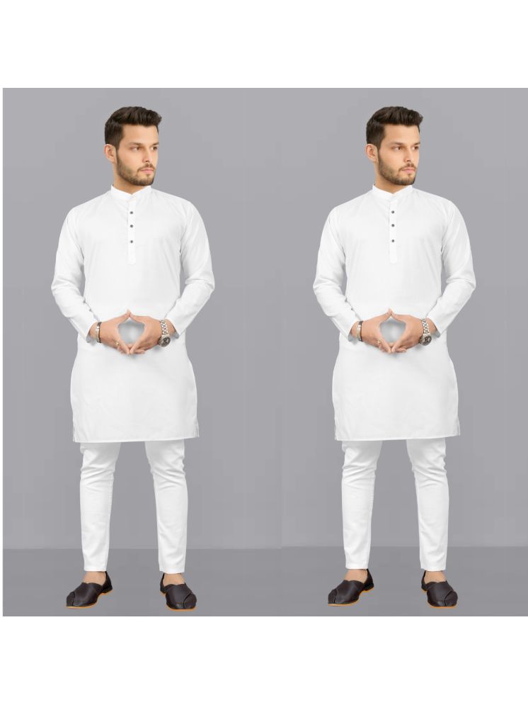     			Fashionfricks Multi Cotton Blend Regular Fit Men's Kurta Pyjama Set ( Pack of 2 )