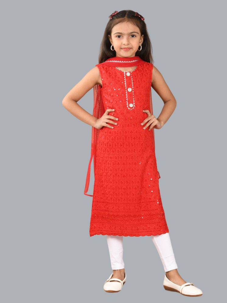     			HLGARMENTS Girls Cotton Suit Sets ( Pack of 3 , Blood Red )