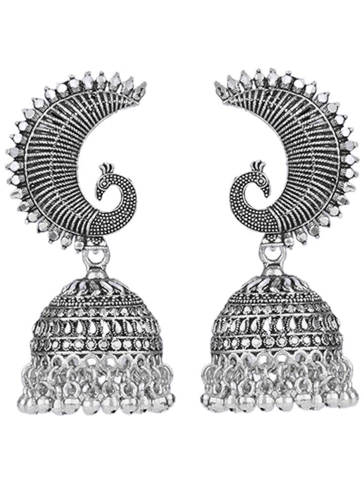     			JFL - Jewellery For Less Silver Jhumki Earrings ( Pack of 1 )