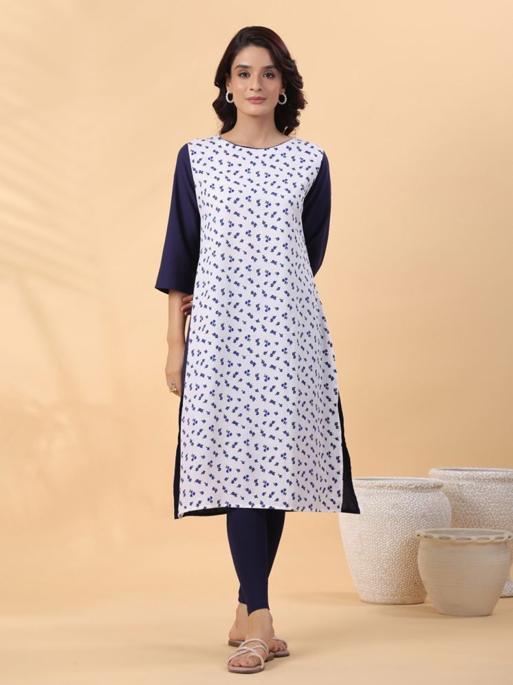     			Janasya Crepe Printed Straight Women's Kurti - White ( Pack of 1 )