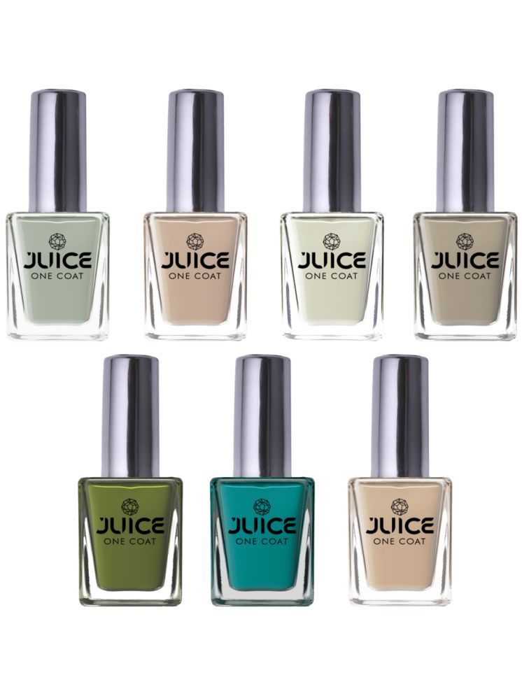     			Juice Nail Paint 11ml Each (Pack of 7) (Merlot, White, Peach, Mink, Pistachio, Beige, Teal Blue)