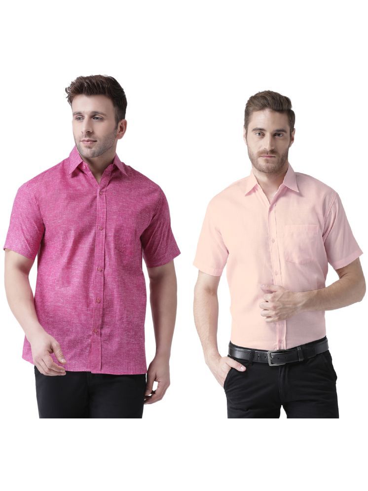     			KLOSET By RIAG Cotton Blend Regular Fit Solids Half Sleeves Men's Casual Shirt - Pink ( Pack of 2 )