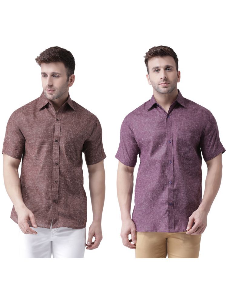     			KLOSET By RIAG Cotton Blend Regular Fit Solids Half Sleeves Men's Casual Shirt - Purple ( Pack of 2 )