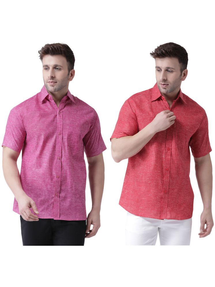     			KLOSET By RIAG Cotton Blend Regular Fit Solids Half Sleeves Men's Casual Shirt - Red ( Pack of 2 )