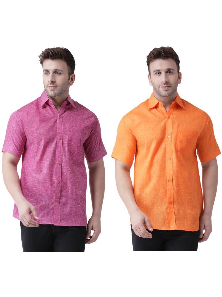     			KLOSET By RIAG Cotton Blend Regular Fit Solids Half Sleeves Men's Casual Shirt - Orange ( Pack of 2 )