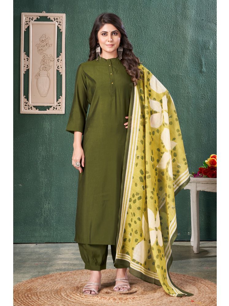     			MOJILAA Silk Solid Kurti With Salwar Women's Stitched Salwar Suit - Green ( Pack of 1 )