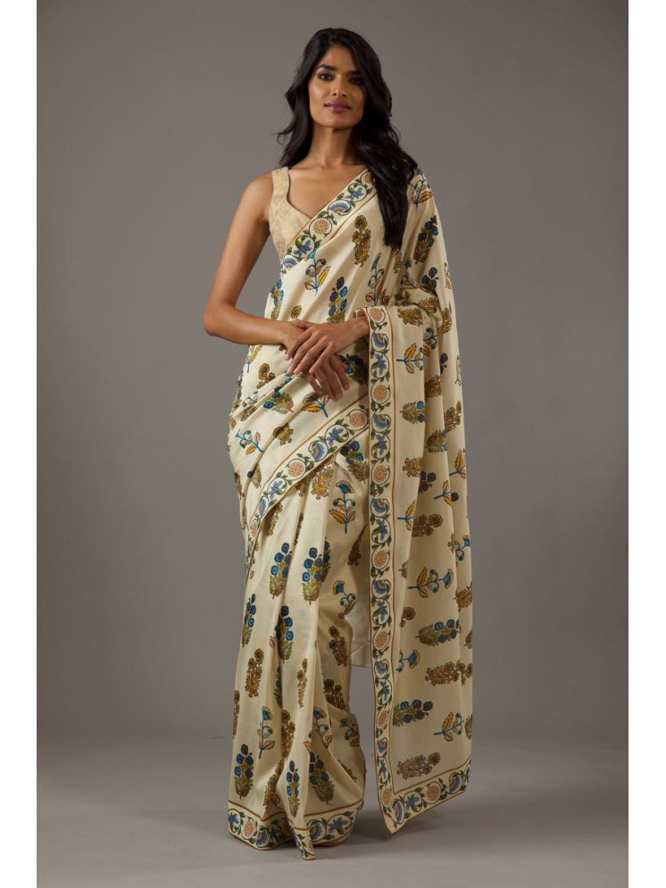     			Rangita Chiffon Printed Saree With Blouse Piece - Off White ( Pack of 1 )