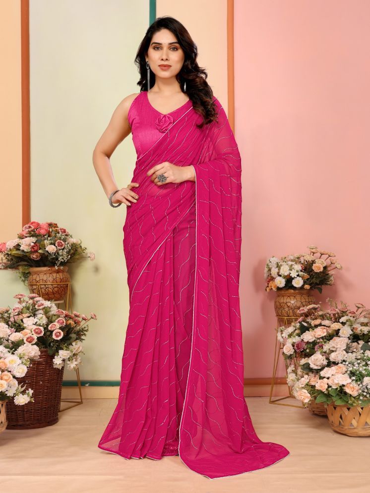     			Rangita Georgette Embellished Saree With Blouse Piece - Pink ( Pack of 1 )