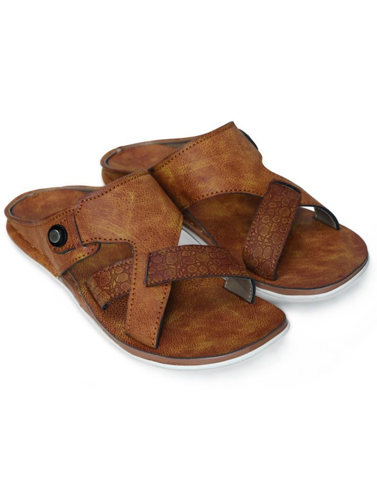     			STEPFOX Tan Men's Leather Slipper