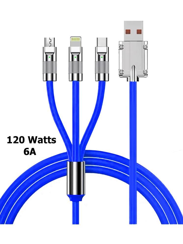     			Vertical9 1m Data Cables 3-in-1 Fast Charging Compatible Withall Smartphone - Blue