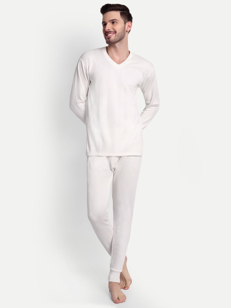     			Zeffit Pack of 1 Cotton Blend Men's Thermal Sets ( Off White ) Thermal For Men