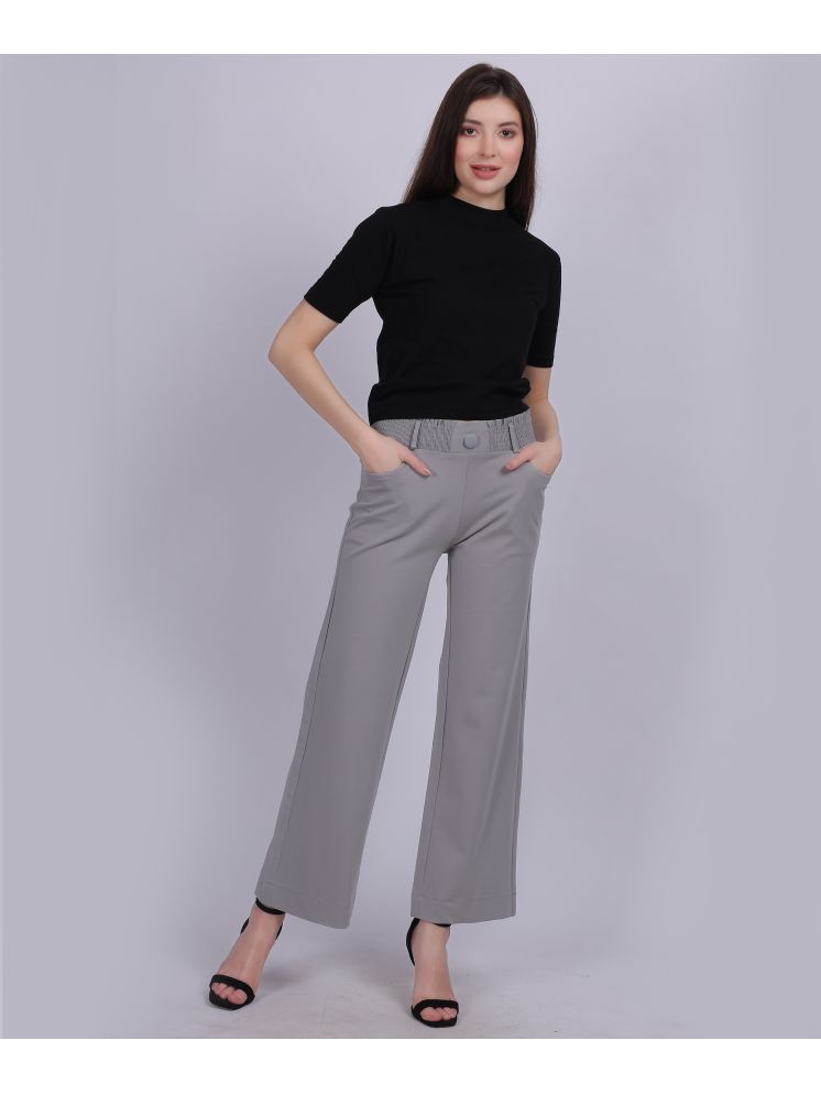     			aumbe Light Grey Nylon Straight Women's Casual Pants ( Pack of 1 )