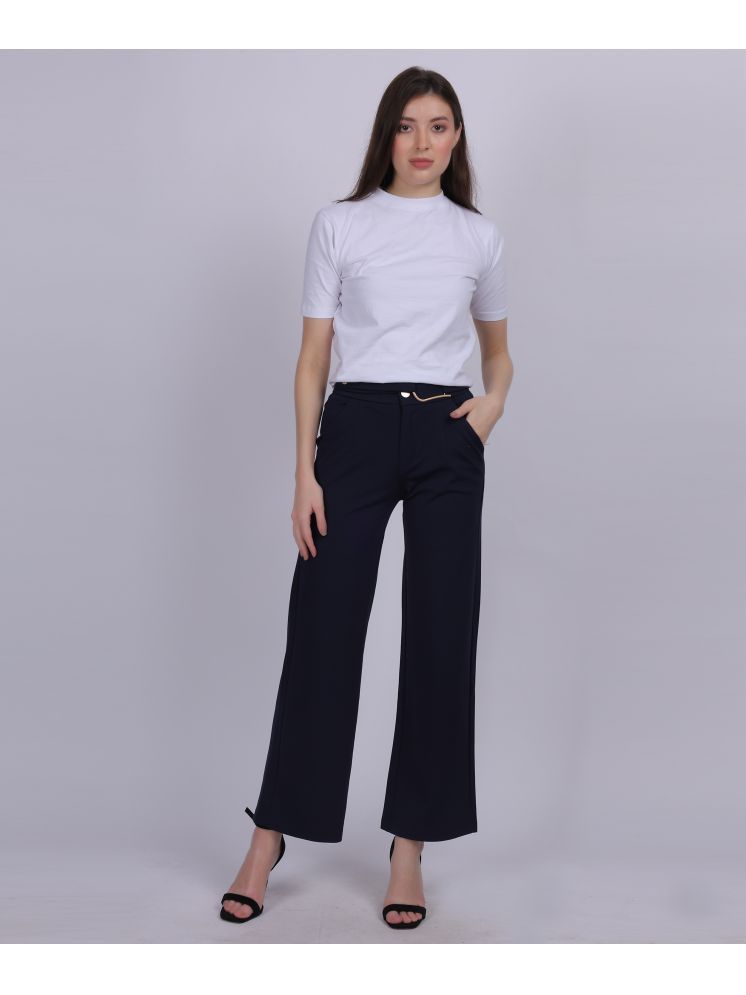     			aumbe Navy Nylon Straight Women's Casual Pants ( Pack of 1 )