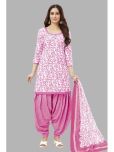 shree jeenmata collection Unstitched Cotton Printed Dress Material - Pink ( Pack of 1 )