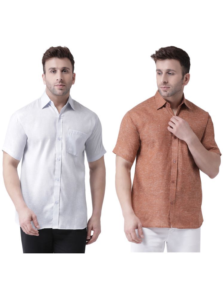     			KLOSET By RIAG Cotton Blend Regular Fit Self Design Half Sleeves Men's Casual Shirt - Brown ( Pack of 2 )