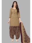 shree jeenmata collection Unstitched Cotton Printed Dress Material - Brown ( Pack of 1 )