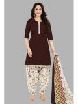 shree jeenmata collection Unstitched Cotton Printed Dress Material - Maroon ( Pack of 1 )