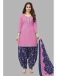 shree jeenmata collection Unstitched Cotton Printed Dress Material - Pink ( Pack of 1 )