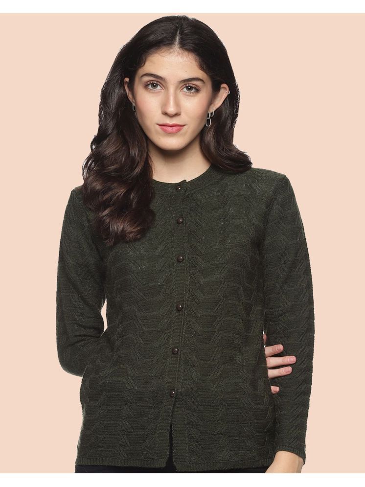     			Clapton Woollen Round Neck Women's Buttoned Cardigans - Green ( )