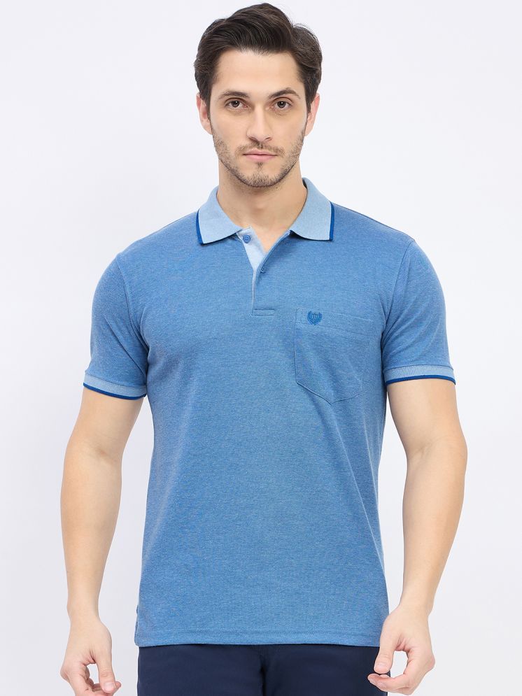     			Duke Pack of 1 Cotton Blend Regular Fit Solid Half Sleeves Men's Polo T Shirt ( Blue )