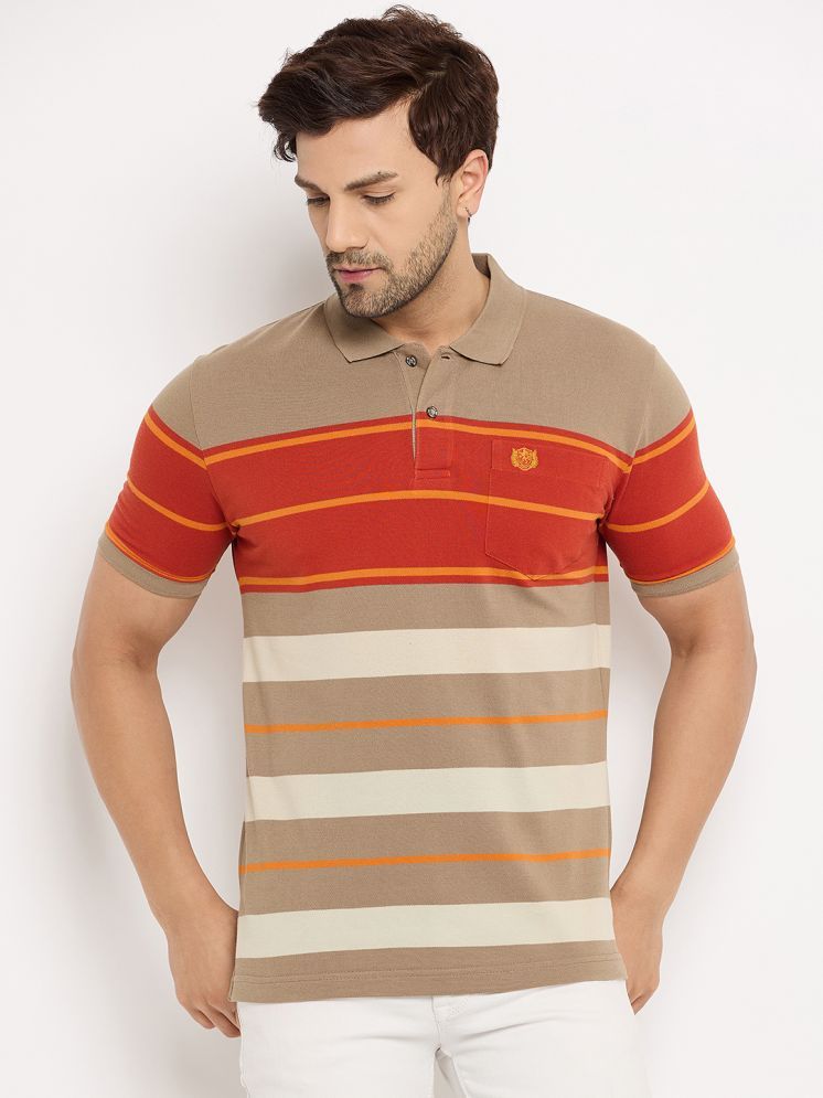     			Duke Cotton Blend Regular Fit Striped Half Sleeves Men's Polo T Shirt - Multicolor ( Pack of 1 )