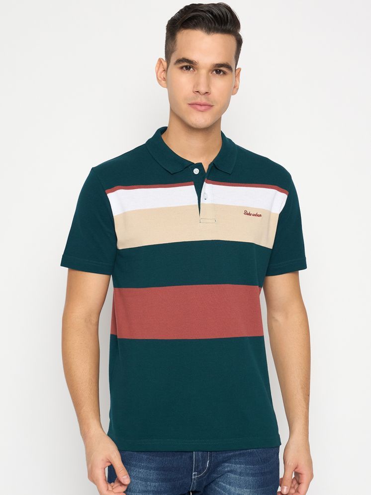     			Duke Cotton Blend Regular Fit Striped Half Sleeves Men's Polo T Shirt - Multicolor ( Pack of 1 )