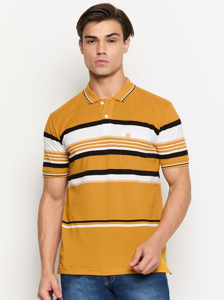     			Duke Pack of 1 Cotton Blend Regular Fit Striped Half Sleeves Men's Polo T Shirt ( Yellow )