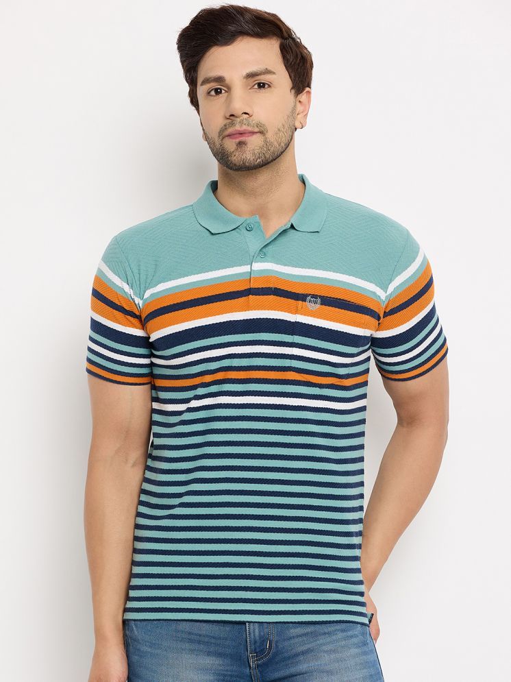     			Duke Cotton Blend Regular Fit Striped Half Sleeves Men's Polo T Shirt - Green ( Pack of 1 )