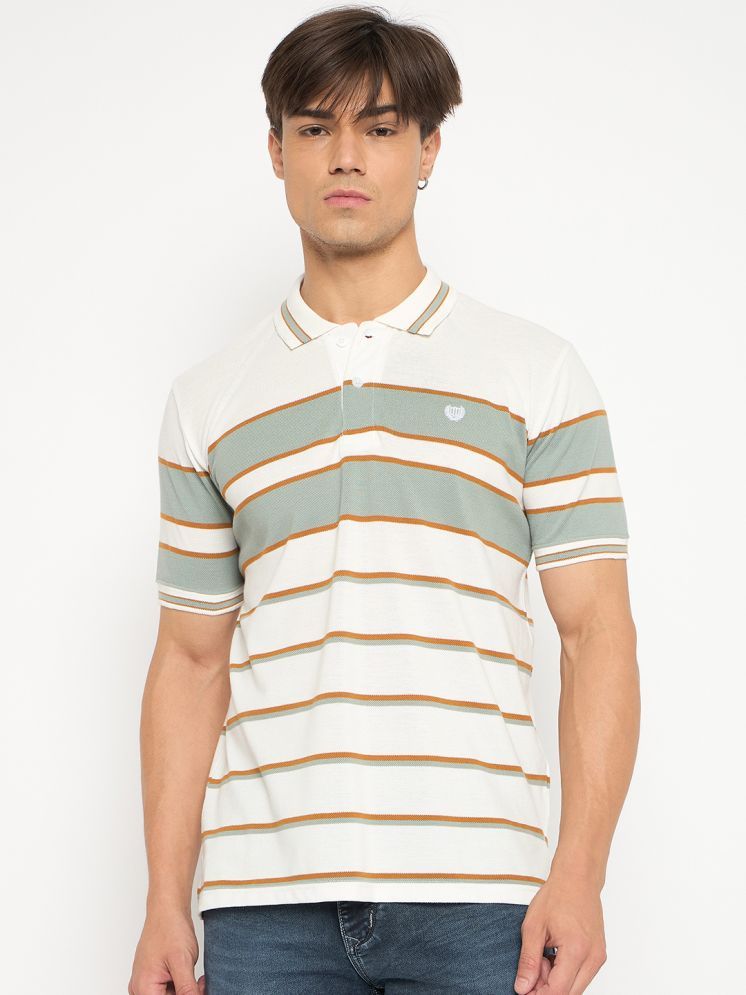     			Duke Cotton Blend Slim Fit Striped Half Sleeves Men's Polo T Shirt - Multicolor ( Pack of 1 )