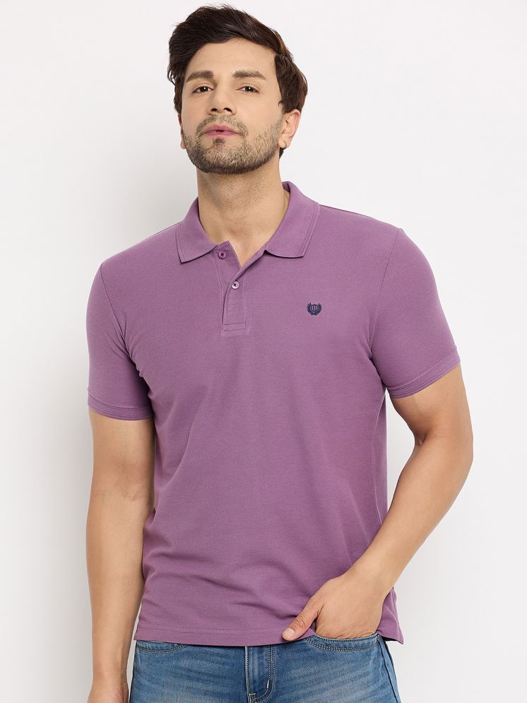     			Duke Cotton Blend Slim Fit Solid Half Sleeves Men's Polo T Shirt - Purple ( Pack of 1 )