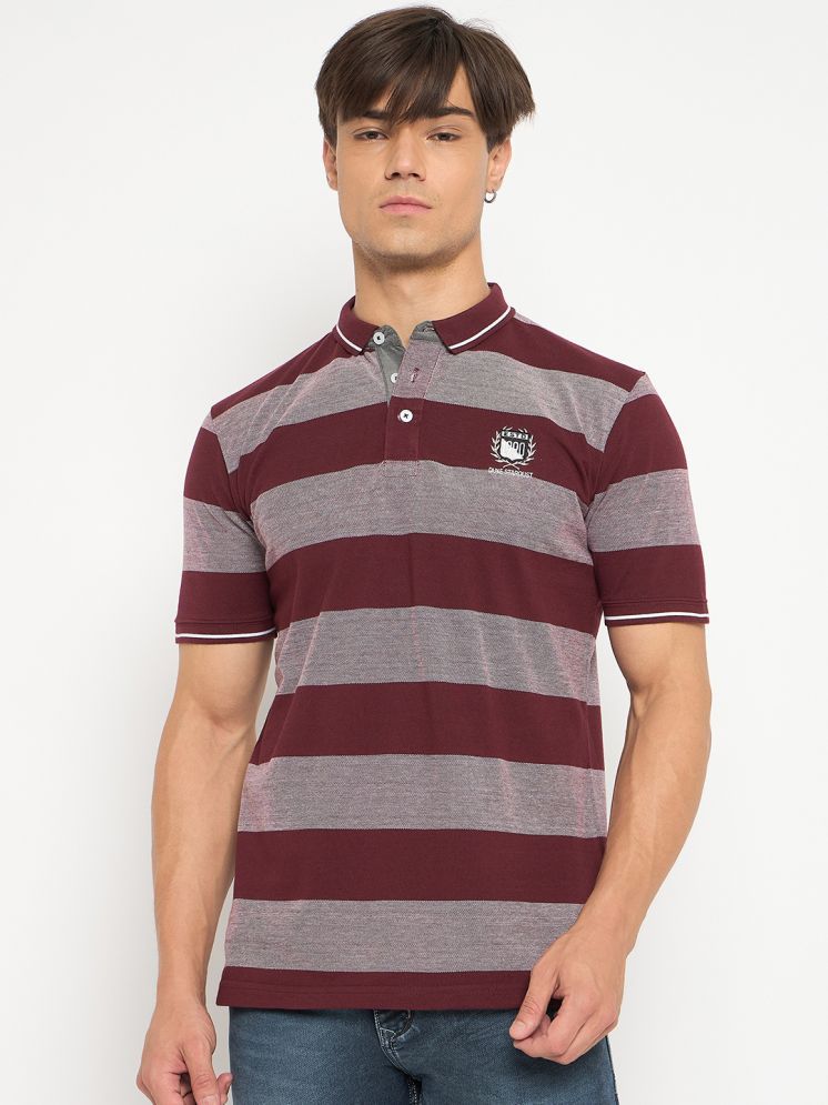     			Duke Cotton Blend Slim Fit Striped Half Sleeves Men's Polo T Shirt - Multicolor ( Pack of 1 )