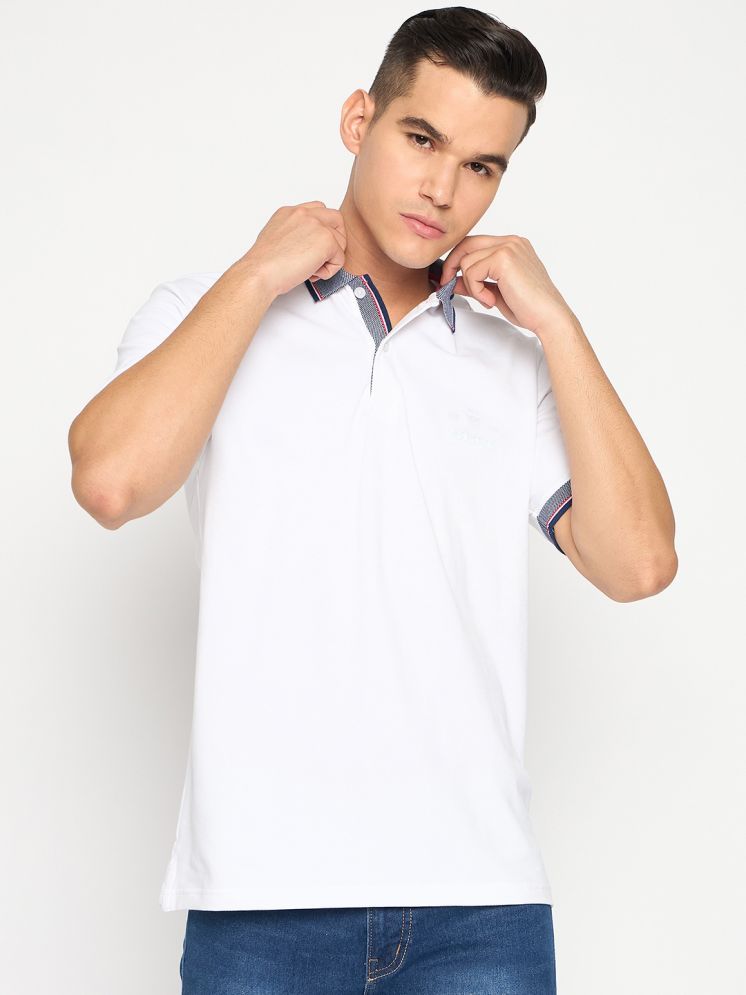     			Duke Cotton Blend Slim Fit Solid Half Sleeves Men's Polo T Shirt - White ( Pack of 1 )