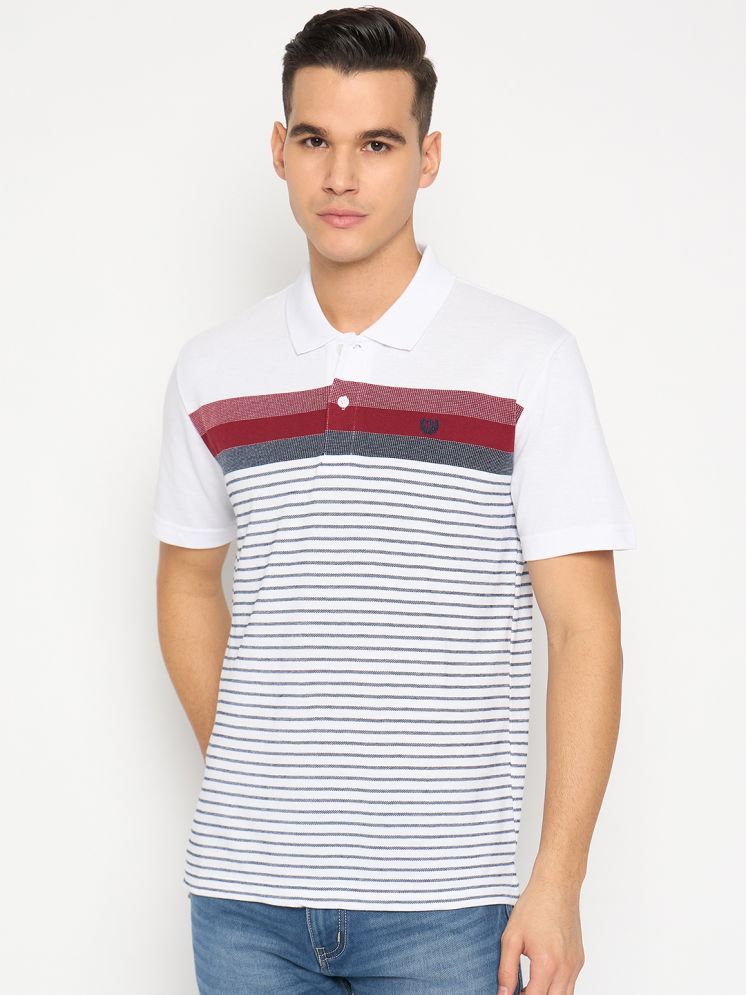     			Duke Cotton Blend Slim Fit Striped Half Sleeves Men's Polo T Shirt - White ( Pack of 1 )