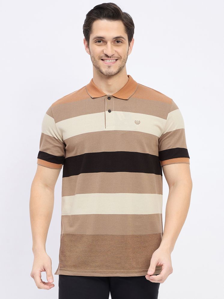     			Duke Cotton Blend Slim Fit Striped Half Sleeves Men's Polo T Shirt - Multicolor ( Pack of 1 )